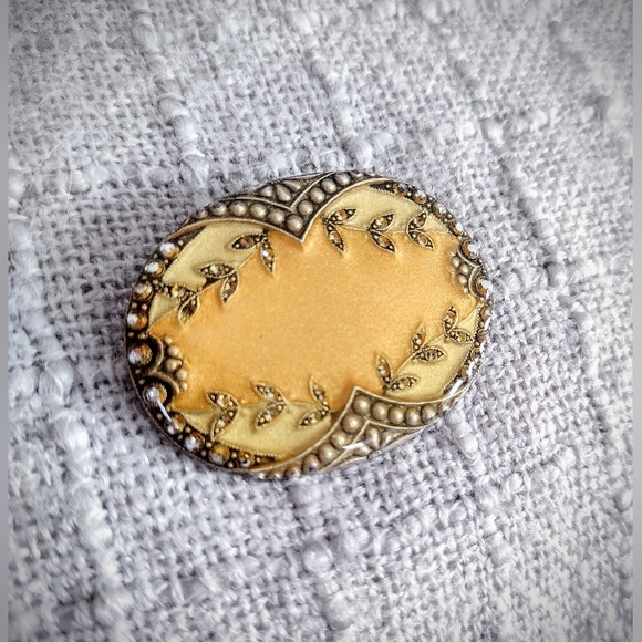 Vintage Brooch Set, 2 Matching Gold w/ Black & Brass Details- Catherine Popesco - Picture 5 of 9